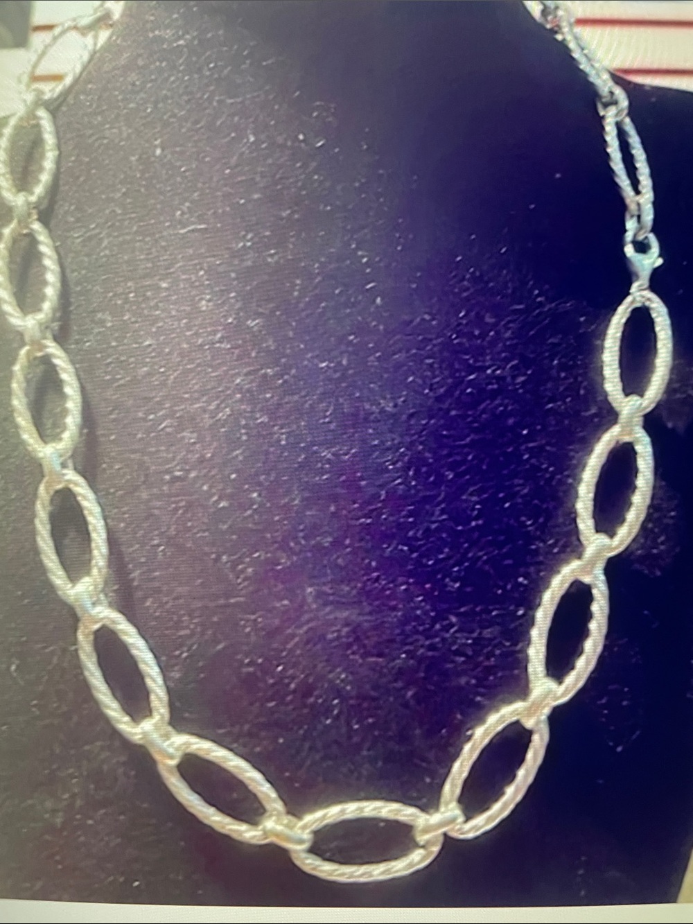 Womens Sterling  Silver Textured Oval Link Necklace - Women Jewelry